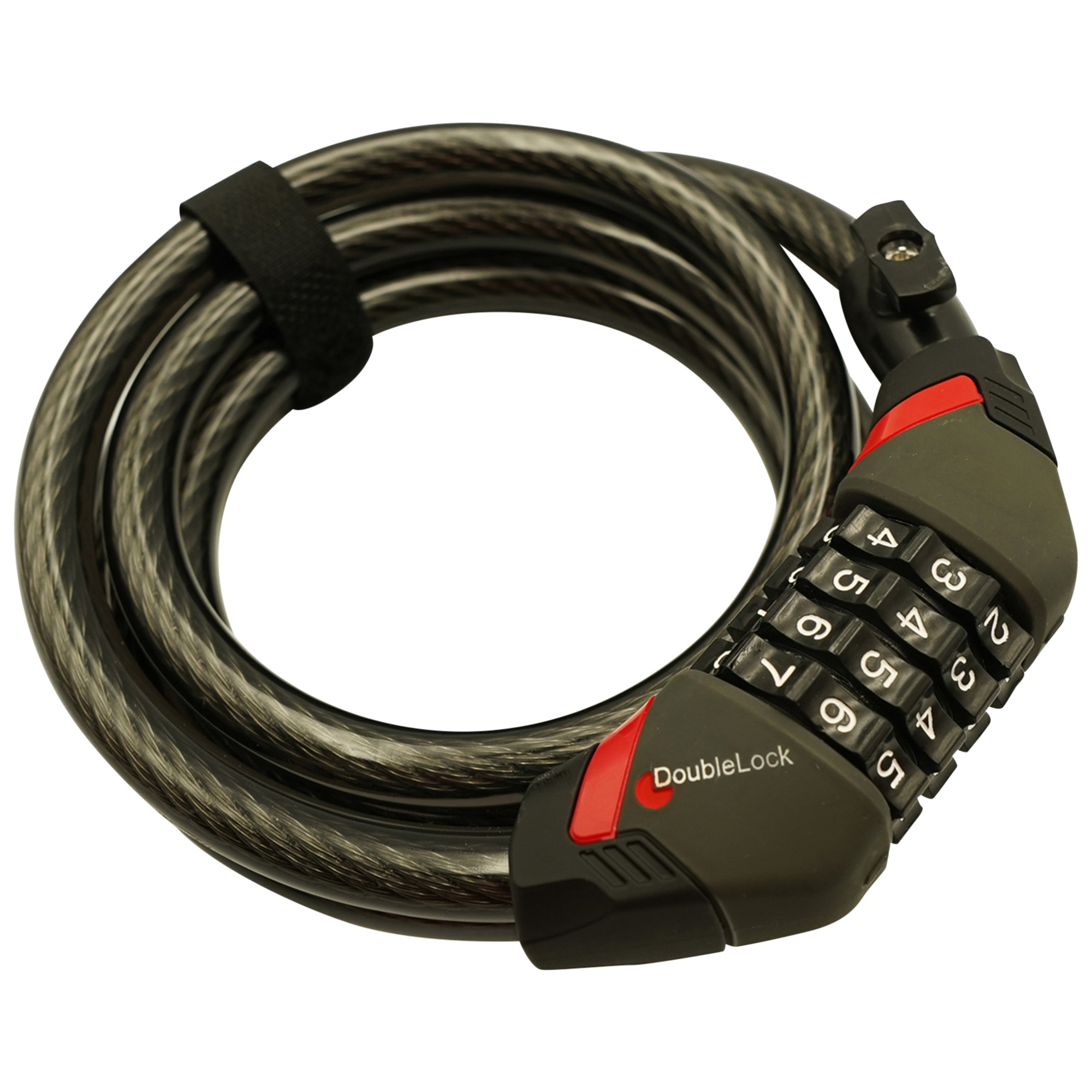 DoubleLock USA Cougar Long Coil Combo Lock — 185cm x 12mm, Vinyl Coated, Model# 220-210A